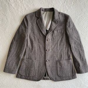 ELIE TAHARI Men’s Brown Herringbone Virgin Wool Blend Jacket Size 42